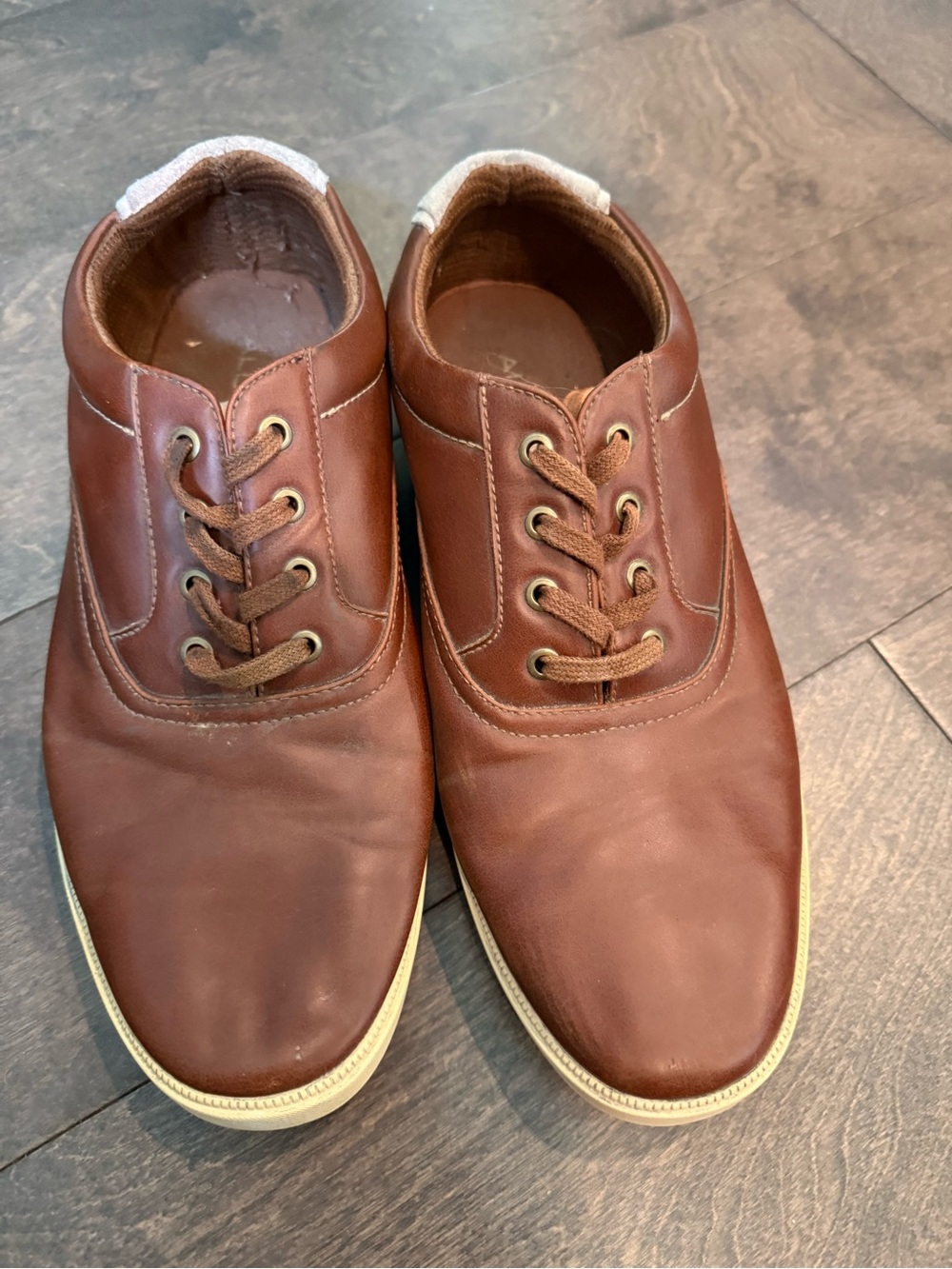 Aldo Chestnut Brown Leather Lace-Up Slip-On Loafers
